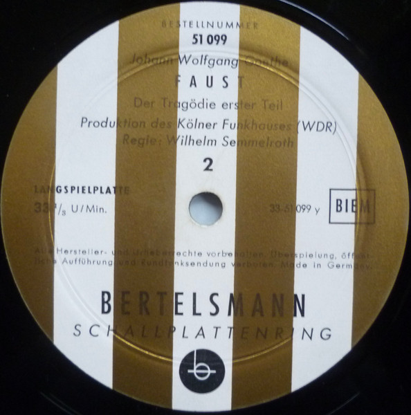 Cover zu Wilhelm Semmelroth, Horst Caspar, Antje Weisgerber, Erich Ponto, Fita Benkhoff, Ullrich Haupt, Emmy Graetz, Hermann Schomberg - Faust - Der Tragödie Erster Teil | Vinyl | Non-Music | Germany