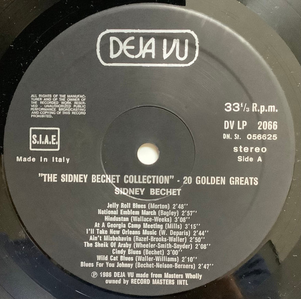 Cover zu Sidney Bechet - The Sidney Bechet Collection - 20 Golden Greats | 1986 | Vinyl | Jazz | Italy