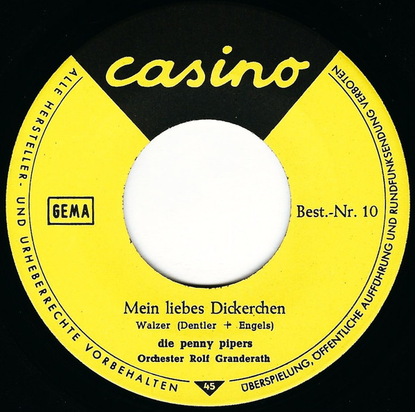 Cover zu Die Penny-Pipers - Mein Liebes Dickerchen / Du Naschst So Gerne | 1967 | Vinyl | Pop | Germany Schallplatten Ankauf