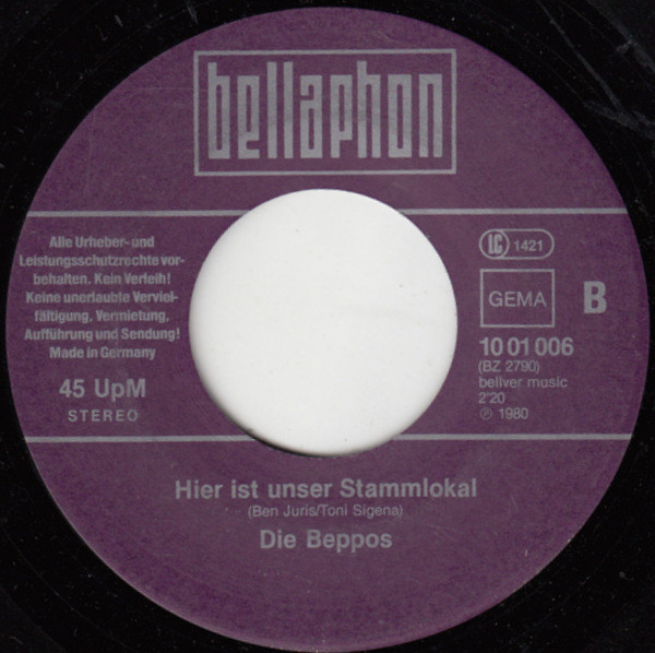 Cover zu Die Beppos - Aloha-Oe, Mein A... Tut Weh | 1980 | Vinyl | Pop | Germany Schallplatten Ankauf