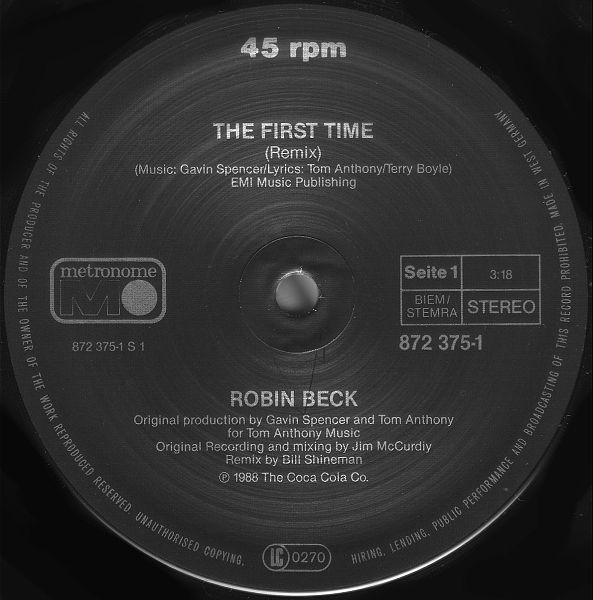 Cover zu Robin Beck - First Time | 1988 | Vinyl | Rock | Europe