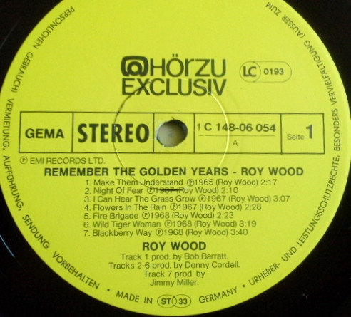 Cover zu Roy Wood - Remember The Golden Years | 1976 | Vinyl | Rock, Pop | Germany