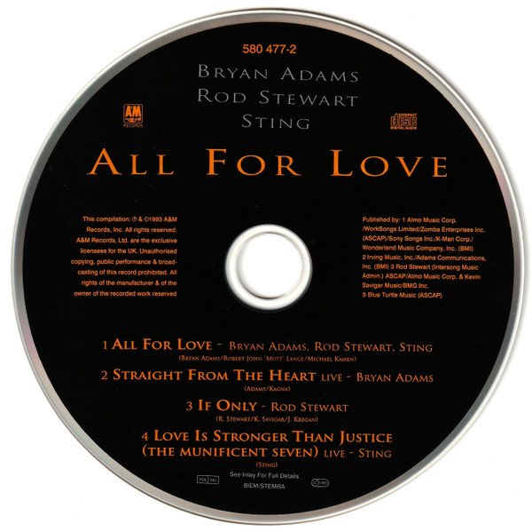 Cover zu Bryan Adams, Rod Stewart, Sting - All For Love | 1994 | Vinyl | Rock | Europe