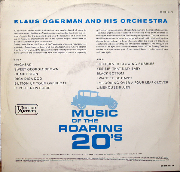 Cover zu Claus Ogerman - Music From The Roaring 20's | 1962 | Vinyl | Jazz | Germany Schallplatten Ankauf