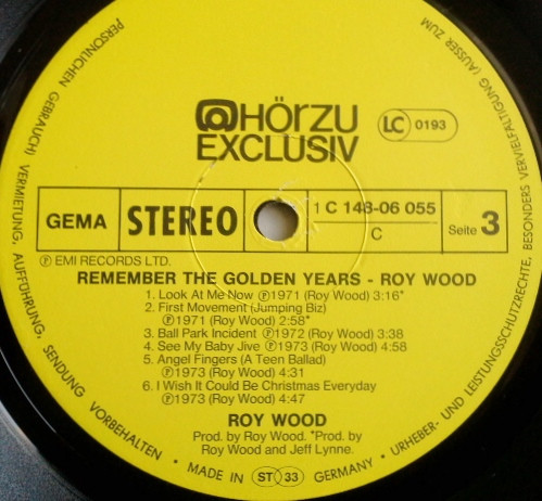 Cover zu Roy Wood - Remember The Golden Years | 1976 | Vinyl | Rock, Pop | Germany