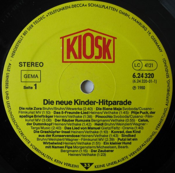 Cover zu Unknown Artist - Die Neue Kinder Hitparade | 1980 | Vinyl | Pop, Children's | Germany Schallplatten Ankauf