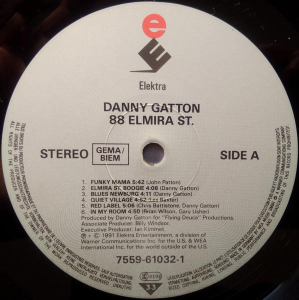 Cover zu Danny Gatton - 88 Elmira St. | 1991 | Vinyl | Rock, Blues | Europe Schallplatten Ankauf
