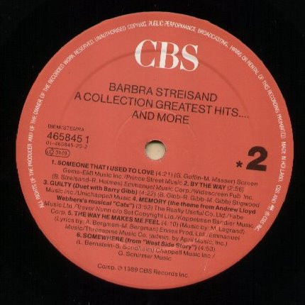Cover zu Barbra Streisand - A Collection Greatest Hits...And More | 1989 | Vinyl, LP, Compilation | Pop | Europe Schallplatten Ankauf