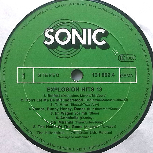 Cover zu The Hiltonaires, Orchester Udo Reichel - Explosion Hits № 13 | 1977 | Vinyl | Rock, Pop | Germany Schallplatten Ankauf