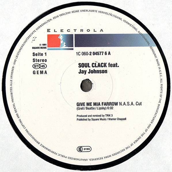 Cover zu The Soul Clack feat. Jay Johnson (4) - Give Me Mia Farrow | 1991 | Vinyl | Electronic | Germany