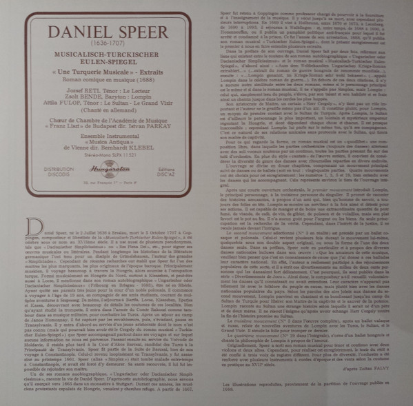 Cover zu Daniel Speer (2), József Réti, Musica Antiqua Wien, Bende Zsolt, Attila Fülöp, Chamber Chorus Of The Liszt Ferenc Academy Of Music, Musica Antiqua Wien, Bernhard Klebel (2) - Musikalisch-Tür Schallplatten Ankauf