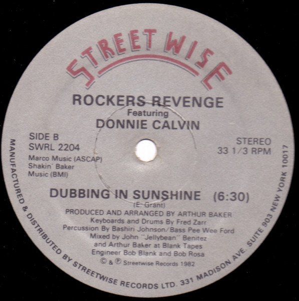 Cover zu Rockers Revenge Featuring Donnie Calvin - Sunshine, Partytime | 1982 | Vinyl | Electronic, Hip Hop | US Schallplatten Ankauf