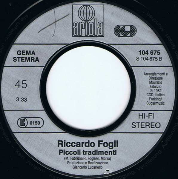Cover zu Riccardo Fogli - Compagnia | 1982 | Vinyl | Pop | Europe Schallplatten Ankauf