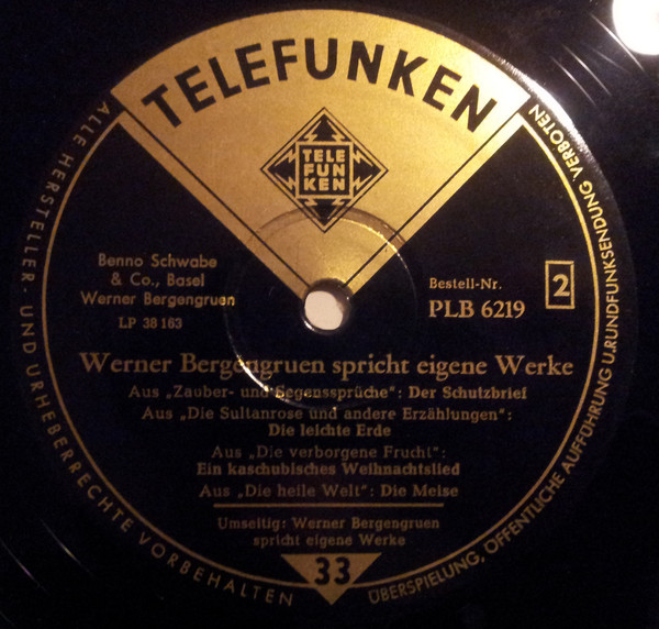 Cover zu Werner Bergengruen - Spricht Eigene Werke | Vinyl | Non-Music | Germany