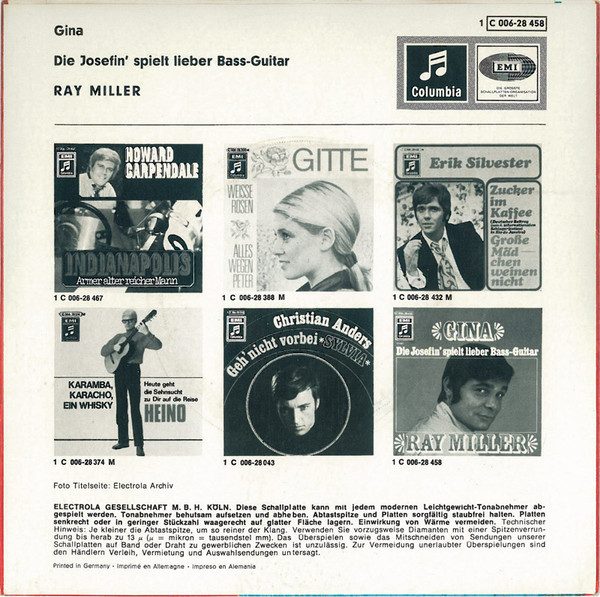 Cover zu Ray Miller - Gina | 1969 | Vinyl | Pop | Germany