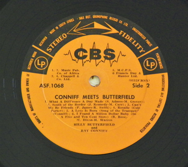 Cover zu Ray Conniff Meets Billy Butterfield - Conniff Meets Butterfield | 1959 | Vinyl | Jazz | South Africa