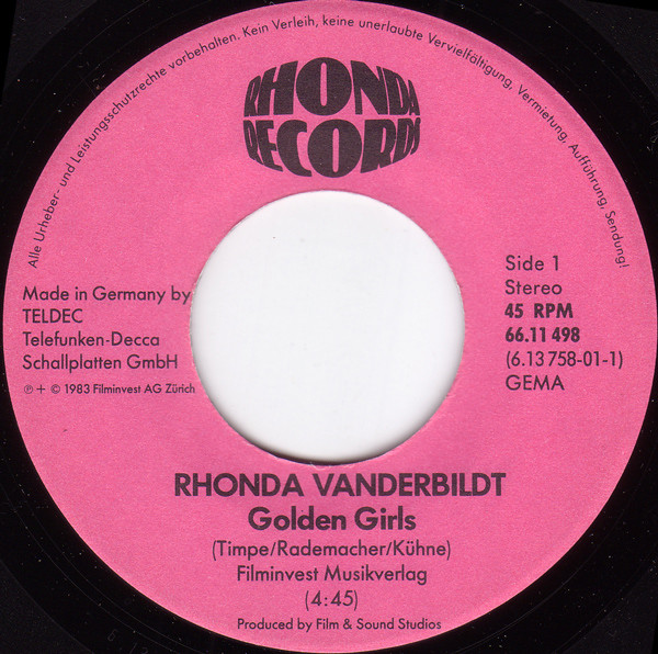 Cover zu Rhonda Vanderbildt - Golden Girls | 1983 | Vinyl | Rock, Pop, Stage & Screen | Germany Schallplatten Ankauf