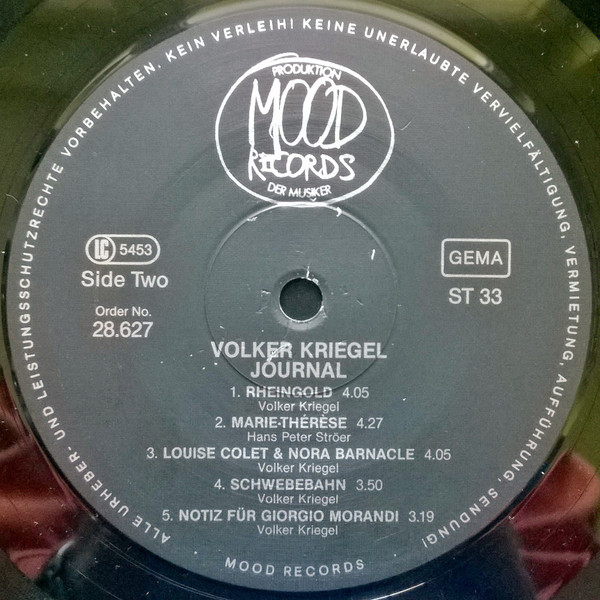 Cover zu Volker Kriegel - Journal | 1981 | Vinyl | Jazz | Germany