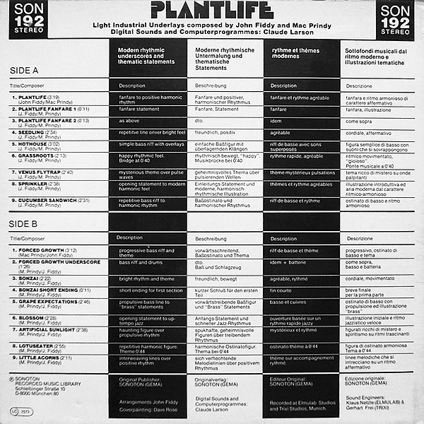 Cover zu Claude Larson - Plantlife | 1983 | Vinyl | Electronic, Stage & Screen | Germany