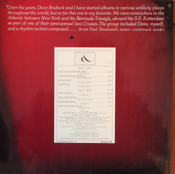 Cover zu Dave Brubeck And Paul Desmond - 1975: The Duets | Vinyl | Jazz | France Schallplatten Ankauf