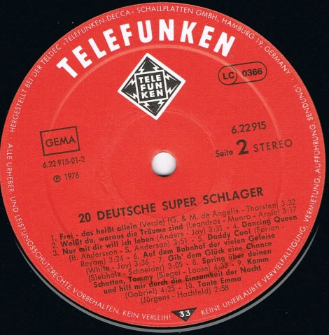 Cover zu Unknown Artist - 20 Deutsche Superschlager | Vinyl | Pop | Germany Schallplatten Ankauf