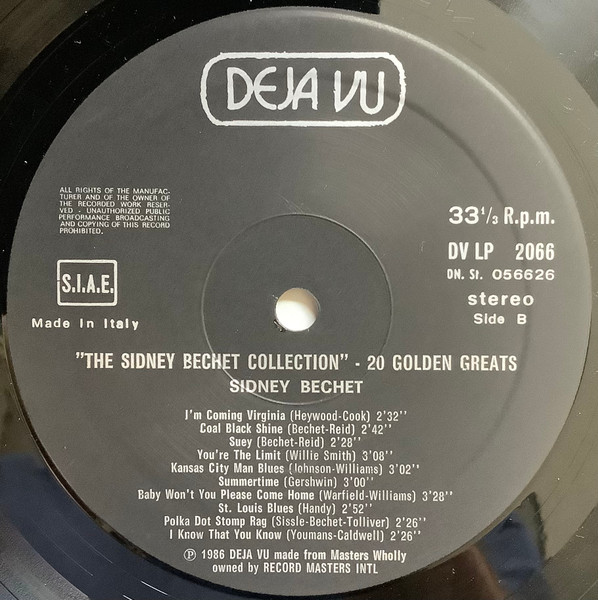 Cover zu Sidney Bechet - The Sidney Bechet Collection - 20 Golden Greats | 1986 | Vinyl | Jazz | Italy Schallplatten Ankauf