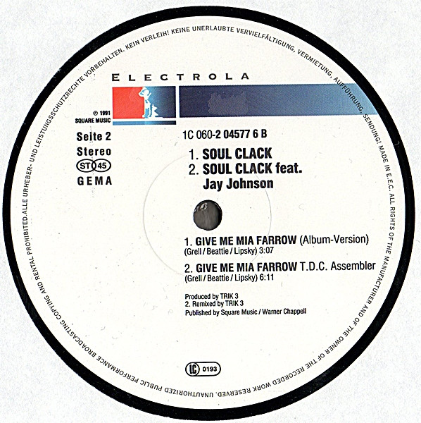 Cover zu The Soul Clack feat. Jay Johnson (4) - Give Me Mia Farrow | 1991 | Vinyl | Electronic | Germany Schallplatten Ankauf