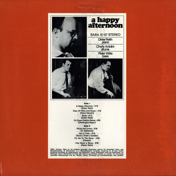 Cover zu Dieter Reith Trio - A Happy Afternoon | Vinyl | Jazz | Germany