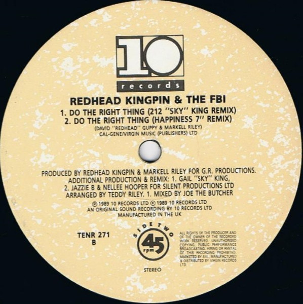 Cover zu Redhead Kingpin And The FBI - Do The Right Thing (The Happiness Remix) | 1989 | Vinyl | Electronic, Hip Hop, Funk / Soul | UK