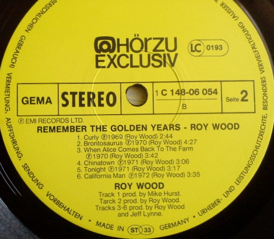 Cover zu Roy Wood - Remember The Golden Years | 1976 | Vinyl | Rock, Pop | Germany