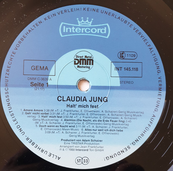 Cover zu Claudia Jung - Halt Mich Fest | 1988 | Vinyl | Pop | Germany