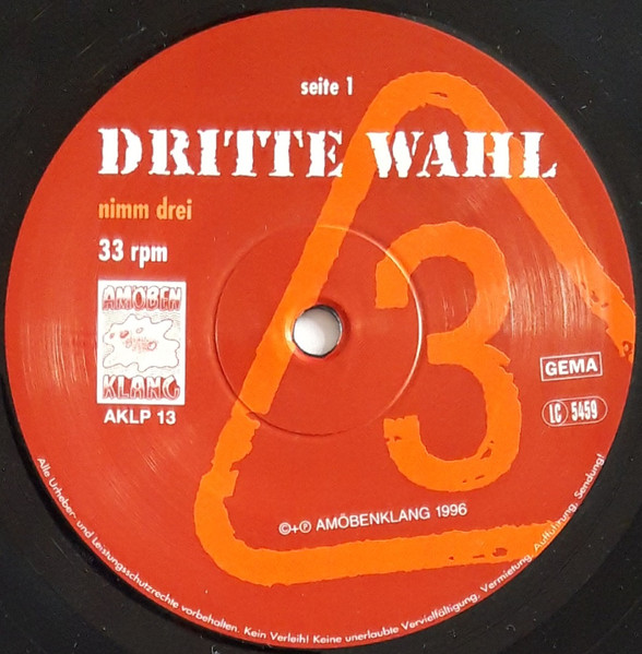 Cover zu Dritte Wahl - Nimm Drei | 1996 | Vinyl | Rock | Germany