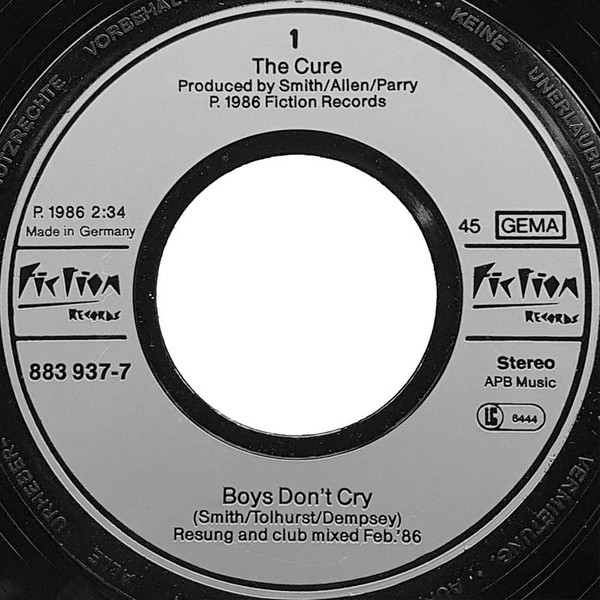Cover zu The Cure - Boys Don't Cry (New Voice • New Mix) | 1986 | Vinyl, Stereo, 45 RPM, 7