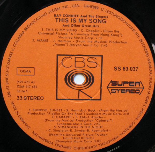 Cover zu Ray Conniff And The Singers - This Is My Song And Other Great Hits | Vinyl | Jazz | Germany