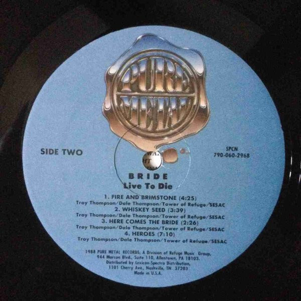 Cover zu Bride - Live To Die | 1988 | Vinyl | Rock | US