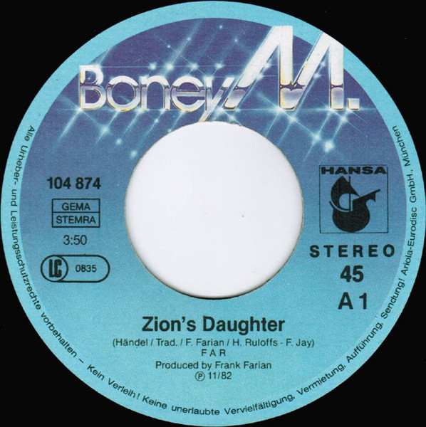 Cover zu Boney M. - Zion's Daughter / White Christmas | 1982 | Vinyl | Pop | Germany Schallplatten Ankauf
