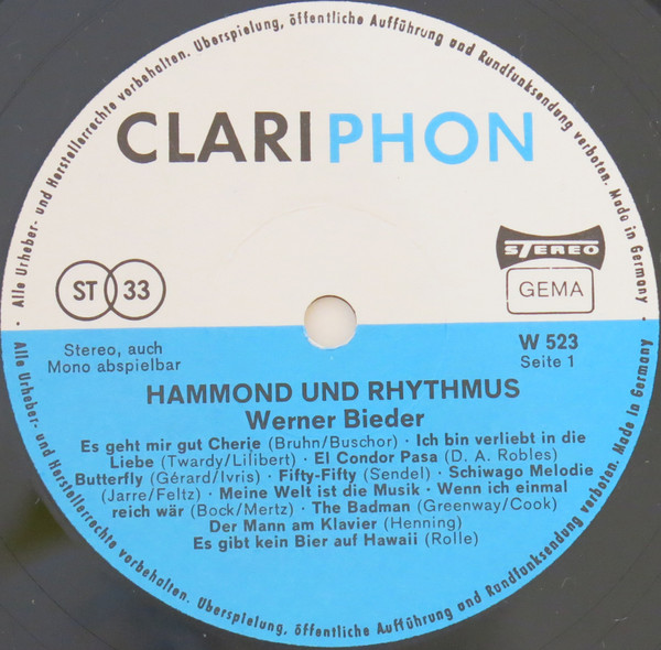 Cover zu Werner Bieder - Hammond Und Rhythmus | Vinyl | Jazz, Pop | Germany Schallplatten Ankauf