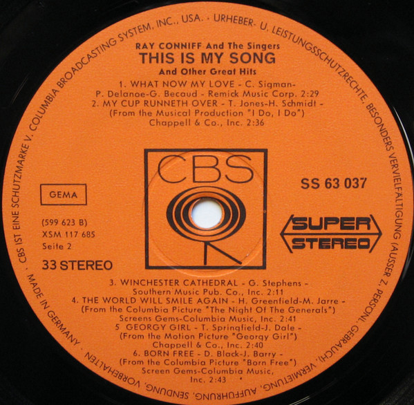 Cover zu Ray Conniff And The Singers - This Is My Song And Other Great Hits | Vinyl | Jazz | Germany Schallplatten Ankauf