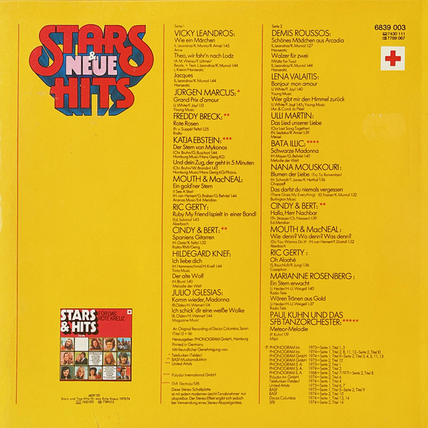 Cover zu Various - Stars & Neue Hits Für Das Rote Kreuz | Vinyl | Pop | Germany Schallplatten Ankauf