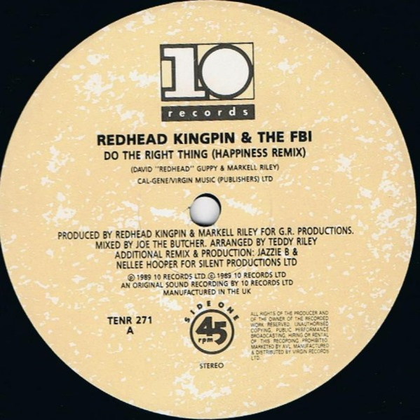 Cover zu Redhead Kingpin And The FBI - Do The Right Thing (The Happiness Remix) | 1989 | Vinyl | Electronic, Hip Hop, Funk / Soul | UK Schallplatten Ankauf