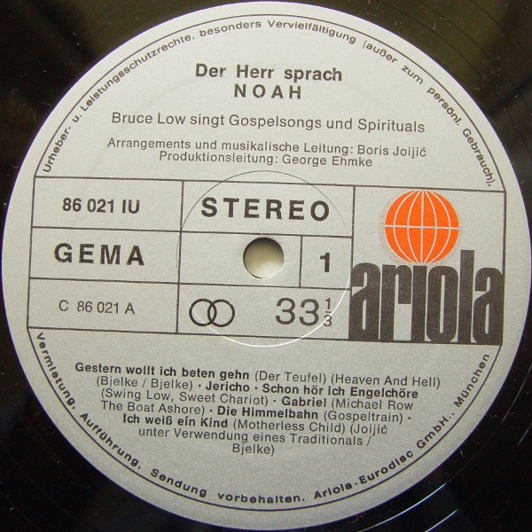 Cover zu Bruce Low - Der Herr Sprach Noah (Bruce Low Singt Gospelsongs Und Spirituals) | 1972 | Vinyl | Folk, World, & Country | Germany