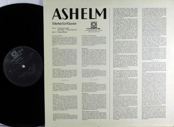 Cover zu Wilhelm Walter Conrad Ashelm - Werke Für Klavier | 1979 | Vinyl | Classical | Germany Schallplatten Ankauf