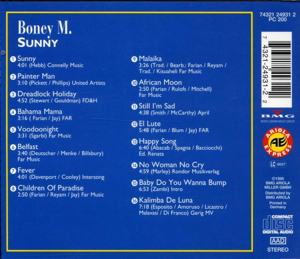 Cover zu Boney M. - Sunny | 1995 | Vinyl | Electronic, Pop | Europe Schallplatten Ankauf