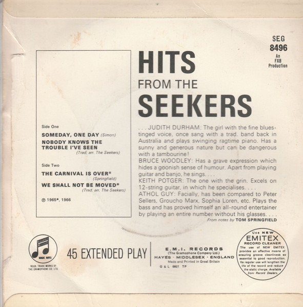 Cover zu The Seekers - Hits From The Seekers | 1966 | Vinyl | Folk, World, & Country | UK Schallplatten Ankauf
