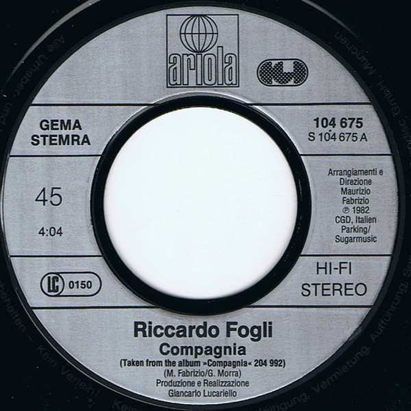 Cover zu Riccardo Fogli - Compagnia | 1982 | Vinyl | Pop | Europe