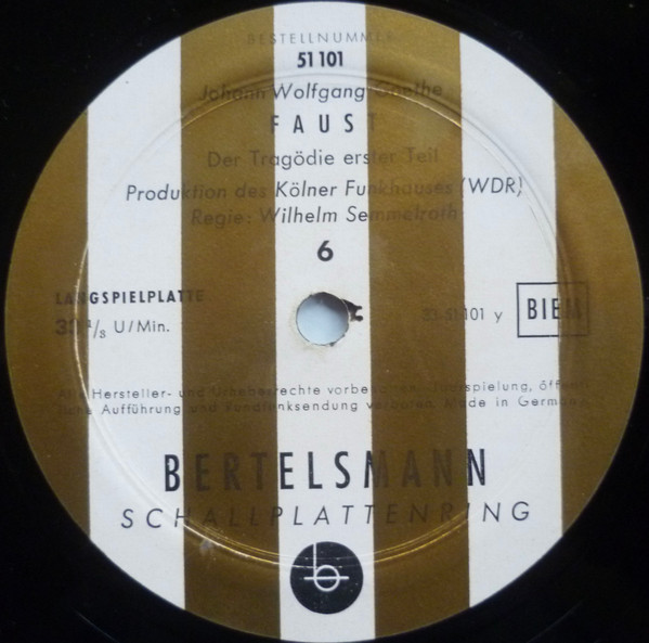Cover zu Wilhelm Semmelroth, Horst Caspar, Antje Weisgerber, Erich Ponto, Fita Benkhoff, Ullrich Haupt, Emmy Graetz, Hermann Schomberg - Faust - Der Tragödie Erster Teil | Vinyl | Non-Music | Germany