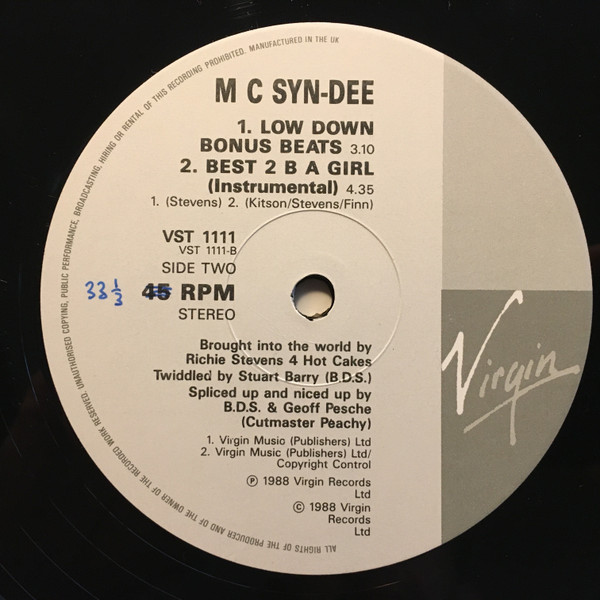 Cover zu Syndee - Best 2 B A Girl | 1988 | Vinyl | Hip Hop | UK