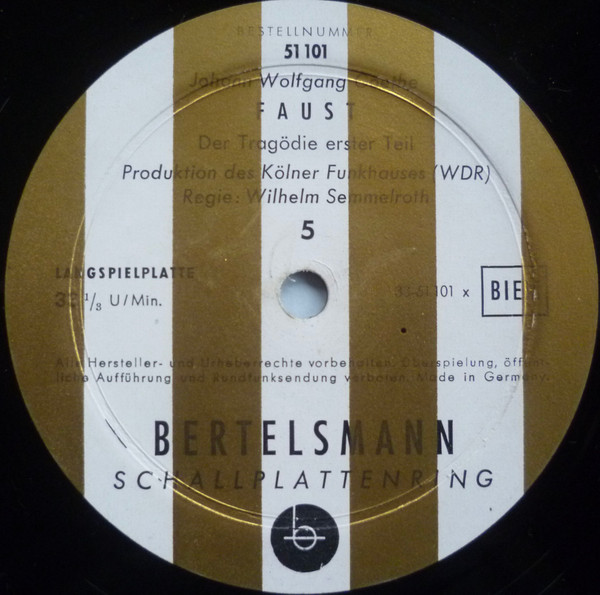 Cover zu Wilhelm Semmelroth, Horst Caspar, Antje Weisgerber, Erich Ponto, Fita Benkhoff, Ullrich Haupt, Emmy Graetz, Hermann Schomberg - Faust - Der Tragödie Erster Teil | Vinyl | Non-Music | Germany