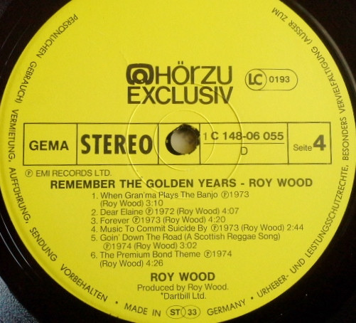 Cover zu Roy Wood - Remember The Golden Years | 1976 | Vinyl | Rock, Pop | Germany