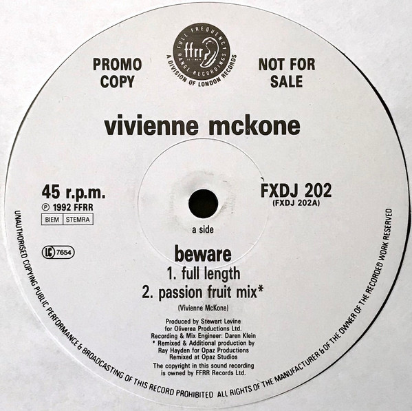 Cover zu Vivienne Mckone - Beware | 1992 | Vinyl | Electronic | UK Schallplatten Ankauf